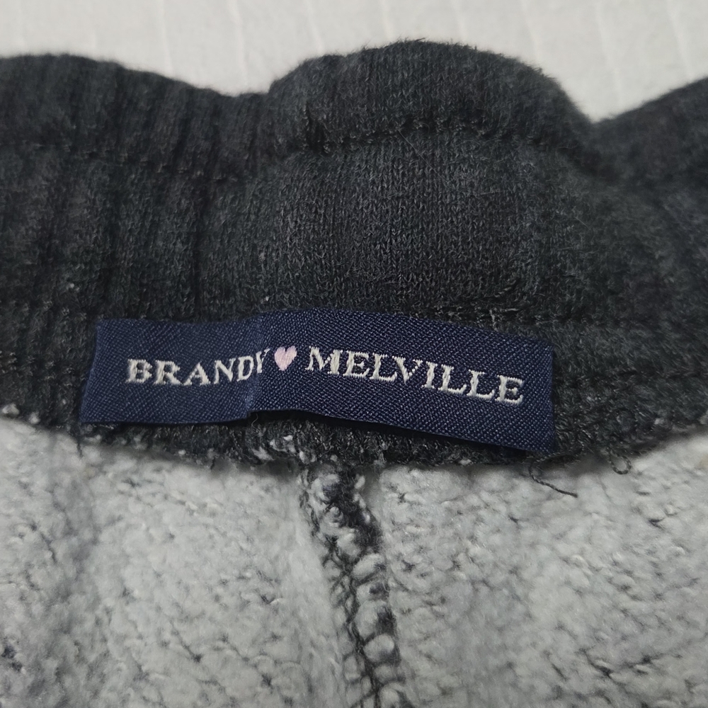 Brandy Melville Black Track Pants with Cream Drawstring - Picture 2 of 7